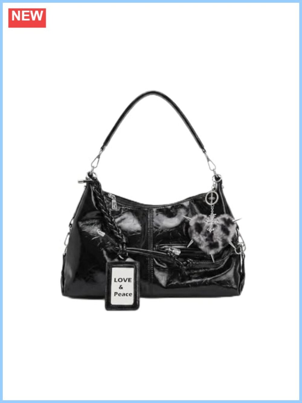 Slouchy Hobo Bag Faux Leather Large Shoulder Tote with Card Holder